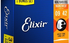 Pachet corzi Elixir 3Pack Nanoweb Electric 9-42 16540