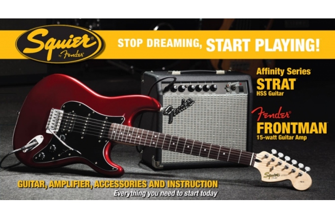 Pachet de chitara electrica Fender Squier Affinity Strat HSS Frontman 15G