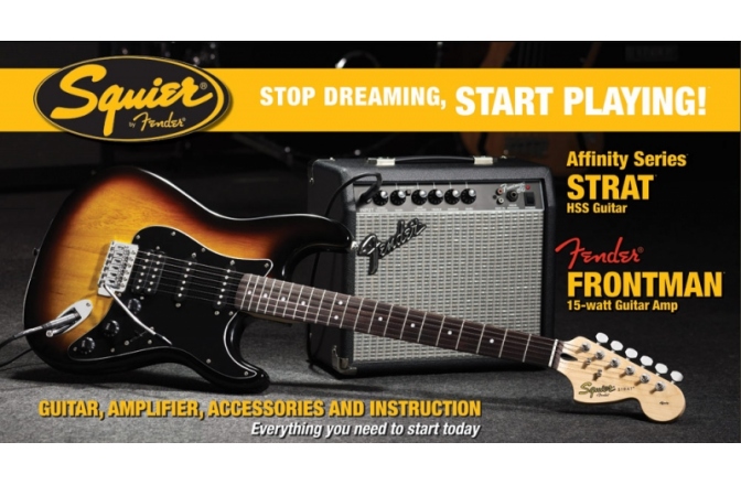 Pachet de chitara electrica Fender Squier Affinity Strat HSS Frontman 15G
