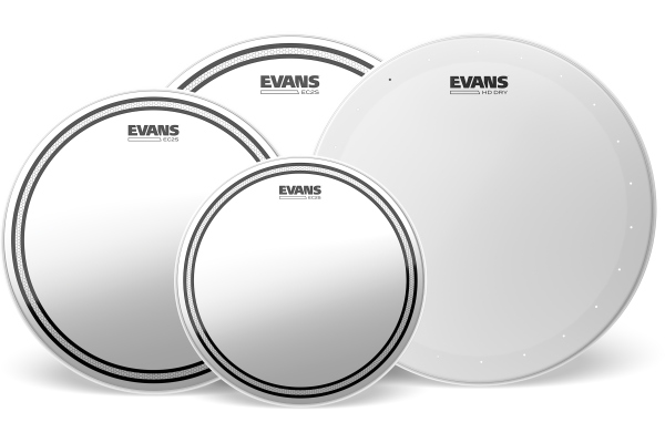 EC2S Clear Fusion Pack (10" 12" 14") with 14" HD Dry Snare Batter