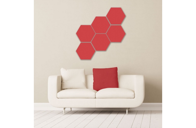 Panou acustic GIK Acoustics DecoShapes Hexagon Acoustic Panel Large 600x50mm Red EJ076