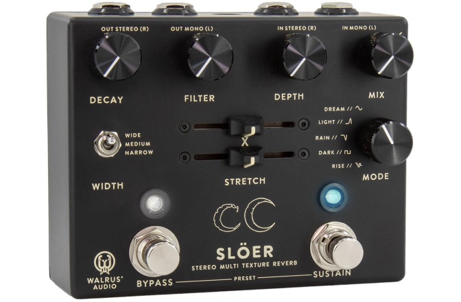 Pedală de reverb stereo Walrus Audio Slöer (Black)