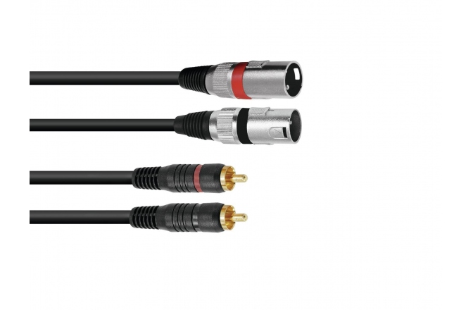 Pereche cabluri interconectare Omnitronic Adaptercable 2xXLR(M)/2xRCA 1.5m bk