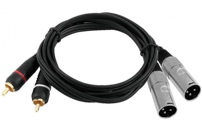 Pereche cabluri interconectare Omnitronic Adaptercable 2xXLR(M)/2xRCA 3m bk