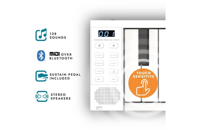 Pian digital pliabil Carry-On Folding Piano 49 Touch White