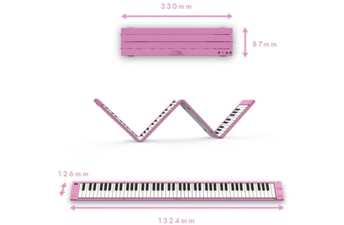 Pian digital pliabil Carry-On Folding Piano 88 Keys Pink
