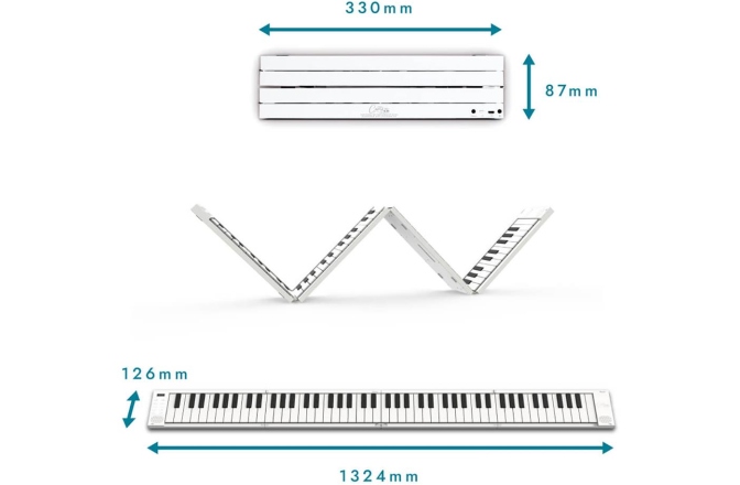 Pian digital pliabil Carry-On Folding Piano 88 Touch White