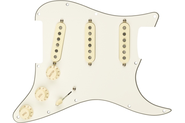 Pre-Wired Strat Pickguard Custom Shop Fat 50's SSS Parchment 11 Hole PG