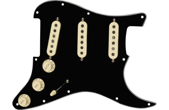Pickguard Fender Pre-Wired Strat Pickguard Tex-Mex SSS Black 11 Hole PG