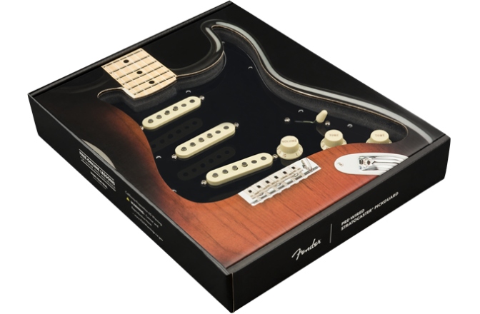 Pickguard Fender Pre-Wired Strat Pickguard Tex-Mex SSS Black 11 Hole PG
