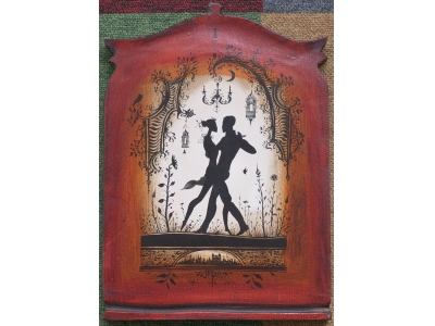 Pictura pe lemn - Dans de societate 34.5 x 25