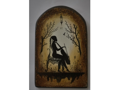 Pictura pe lemn - Violoncel 22 x 14