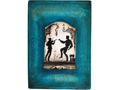 Pictură pe lemn - Violonist și dansator I 34.5 x 24.5