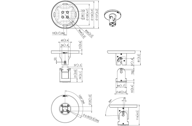 Placa de tavan Connect-it  Vogels PUC 1045, cu inclinare si rotire, max.40 kg
