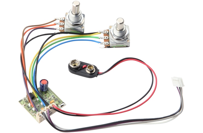 Placă preamplificator e-bass MEC Pickups  2-Way Electronics, for Passive Pickups, Bass / Treble Controls only, Lefthand