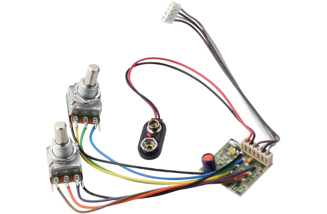 Placă preamplificator e-bass MEC Pickups  2-Way Electronics, for Passive Pickups, Bass / Treble Controls only, Lefthand