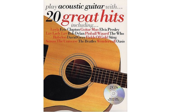 No brand PLAY ACOUSTIC GUITAR WITH 20 GREAT HITS AGTR TAB BOOK/2CDS