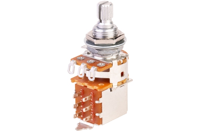 Potențiometru MEC Pickups  Mono Potentiometer, Push/Pull (On/On DPDT), A250K, Solid Shaft (6 mm)