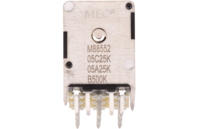 Potenţiometru MEC Pickups  Mono + Stereo Stacked Potentiometer, B500K / (05A25K / 05C25K)/cc, Push/Pull