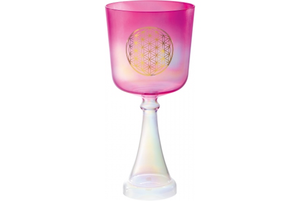 Crystal Singing Chalice, 6"/15 cm, Note F4, Pink, Heart Chakra, Flower of Life