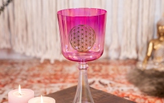 Potire de meditație Meinl Crystal Singing Chalice, 6"/15 cm, Note F4, Pink, Heart Chakra, Flower of Life