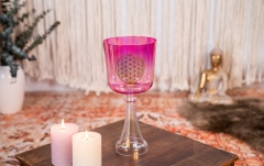 Potire de meditație Meinl Crystal Singing Chalice, 6"/15 cm, Note F4, Pink, Heart Chakra, Flower of Life