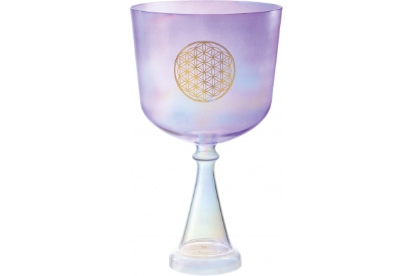 Crystal Singing Chalice, 8"/20 cm, Note F3, Purple, Heart Chakra, Flower of Life