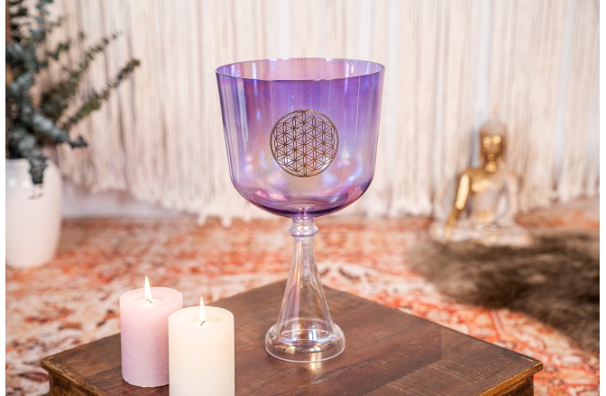 Potire de meditație Meinl Crystal Singing Chalice, 8"/20 cm, Note F3, Purple, Heart Chakra, Flower of Life