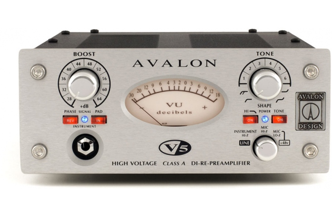 Preamp de studio Avalon Design V5 Mono DI-RE-Mic Preamplifier - Silver
