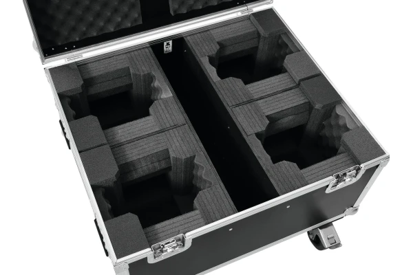 Roadinger Flightcase 4x LED TMH-X1 Moving-Head Beam with wheels — 4