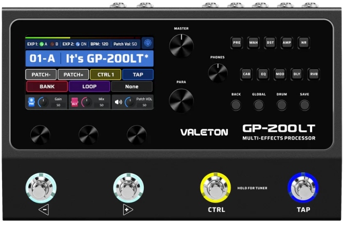 Procesor de efecte pentru chitară  Valeton GP-200LT HD Modeling Multi-effects Processor