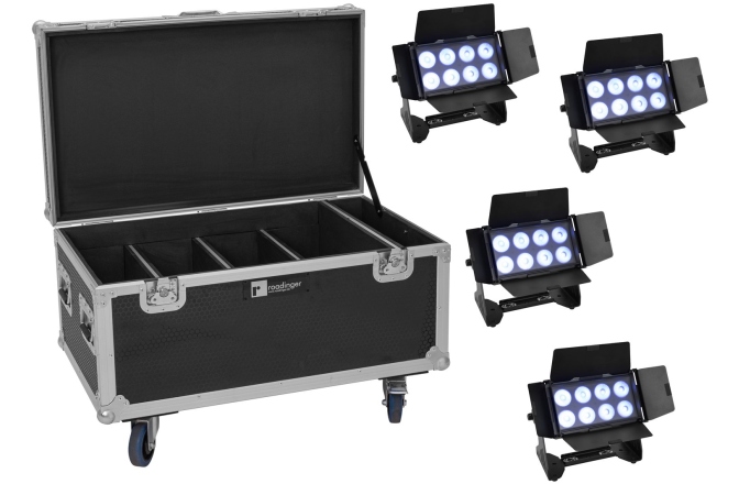 Proiector LED IP65 Eurolite Set 4x Multiflood IP 8x10W RGBW Wash + Case