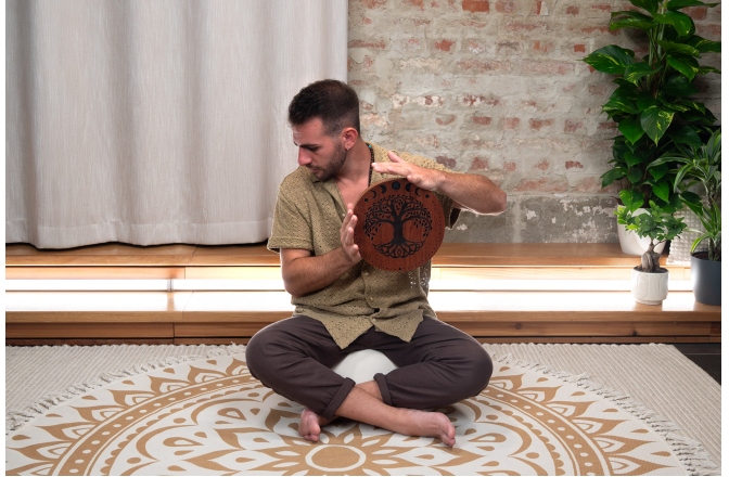 Rain Disk  Meinl Sonic Energy 10'' Rain Disk, Stream Sound, Moon Phases & Tree of Life Carving