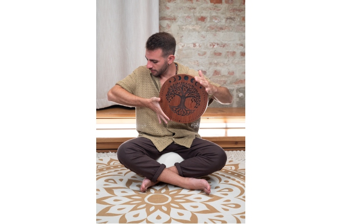 Rain Disk  Meinl Sonic Energy 12'' Rain Disk, Stream Sound, Moon Phases & Tree of Life Carving