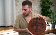 Rain Disk  Meinl Sonic Energy 12'' Rain Disk, Stream Sound, Moon Phases & Tree of Life Carving