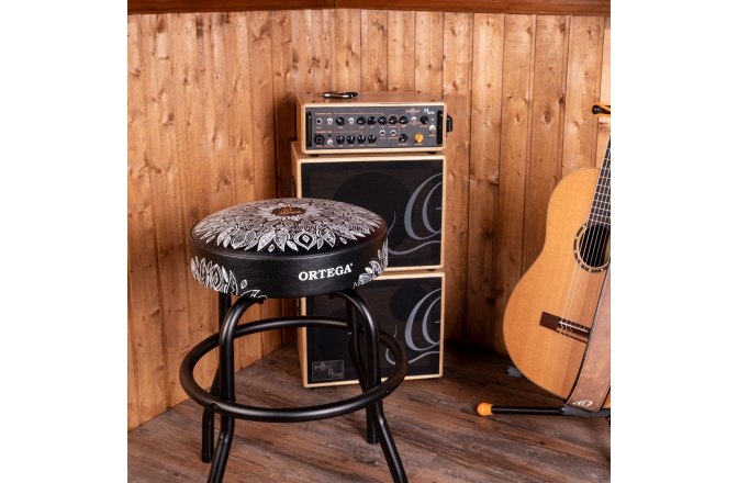 Scaun de bar Ortega Bar Stool - 24" White Kaleidoscope / Black Hardware