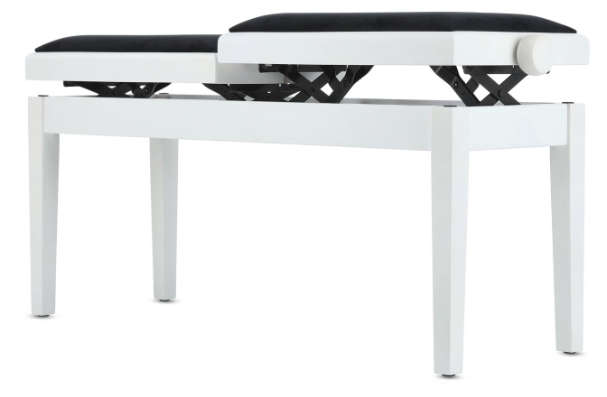 Scaun dublu pentru pian, alb mat Gewa Deluxe Double White Matt