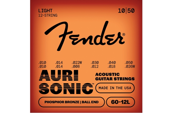 Set 12 corzi acustică Fender Phosphor Bronze Acoustic Guitar Strings Ball End 60-12L .010-.048 Gauges Set of 12