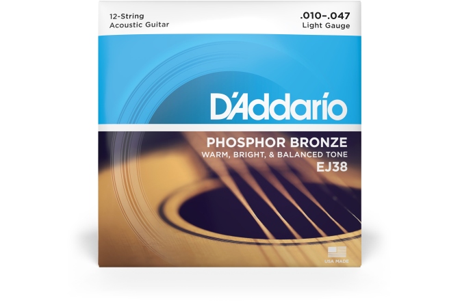 Set 12 corzi chitară acustică Daddario EJ38 Ph. Bronze 12-String 10-47
