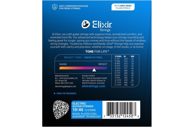 Set 12 corzi  Elixir Nanoweb Electric Light 12-Strings 12450