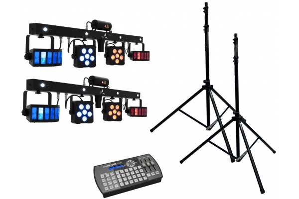 Set 2x LED KLS Laser Bar PRO + Easy Show + 2x M-4 Speaker-System Stand
