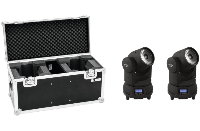 set 2x Moving-Head 60 W beam compact, unghi îngust, culori RGBW, inclusiv PRO flightcase Eurolite Set 2x LED TMH-X1 Moving-Head Beam + Case