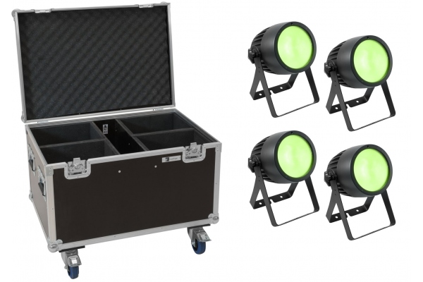 Set 4x LED Theatre COB 200 RGB+WW + Case with wheels