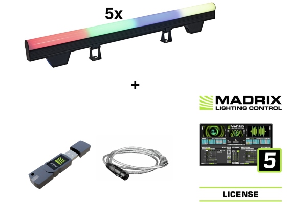 Set 5x LED PT-100/32 Pixel DMX Tube + Madrix Software