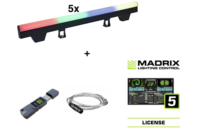 Set bară pixeli Eurolite Set 5x LED PT-100/32 Pixel DMX Tube + Madrix Software