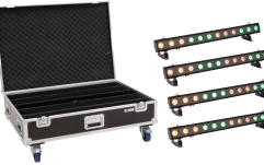 Set bare lumini IP65 Eurolite Set 4x LED IP T-PIX 12 HCL Bar + Case with wheels