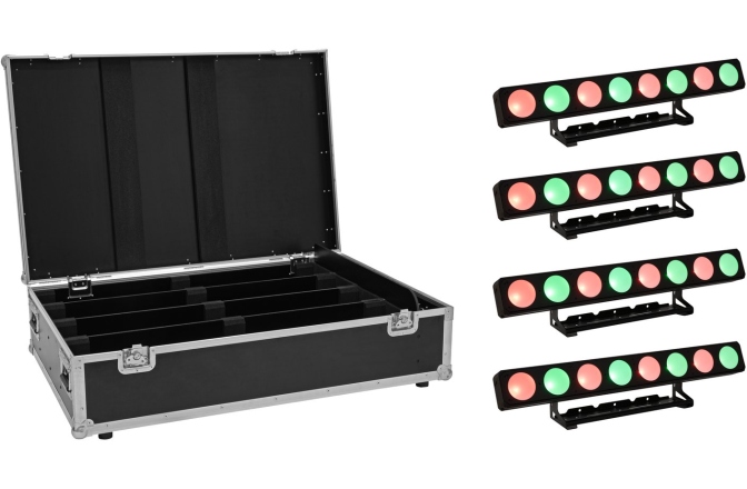 set barecu efect de lumină Eurolite Set 4x LED PMB-8 COB QCL 30W Bar + Case