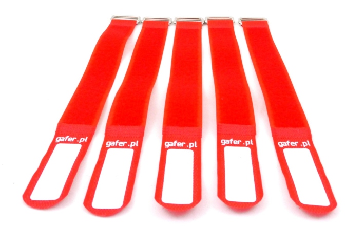 Set benzi velcro GAFER.PL Tie Straps 25x550mm 5 pieces red