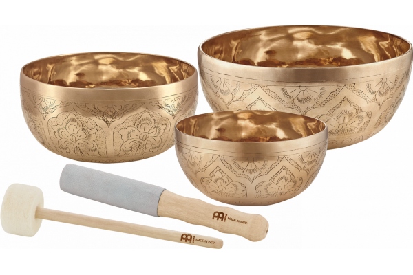 Singing Bowl Set - SPECIAL ENGRAVED SERIES - Content: 3 Singing Bowls