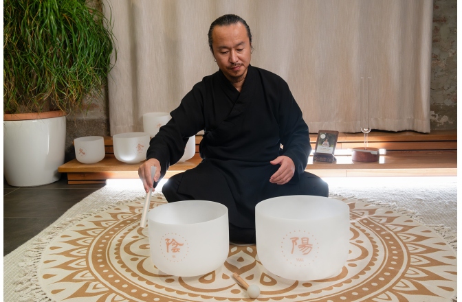 Set boluri sonice Meinl Sonic Energy 2-piece TCM Crystal Singing Bowl Yin & Yang Set